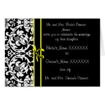 Invitation de mariage damassé - - arc jaune carte de vœux