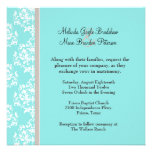 Invitation de mariage damassé de bleu et de Taupe 