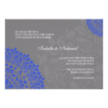 Invitation de mariage damassé de gris et de bleu d