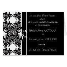 Invitation de mariage damassé - - noir cartes de vœux