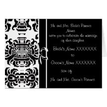 Invitation de mariage damassé - - noir. - - cartes de vœux