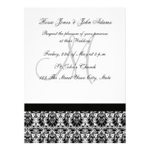 Invitation de mariage damassé noire et blanche