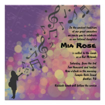 Invitation de Mitzvah de barre de batte de fille d invitations