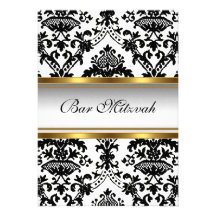Invitation de Mitzvah de barre de damassé