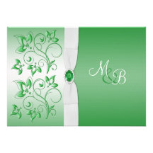 Invitation de monogramme de vert vert et de blanc 