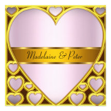 Invitation de noce de rose d'or d'art déco