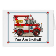 Invitation de partie d'ambulance de camion de boît carte de vœux