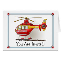 Invitation de partie d'ambulance d'hélicoptère carte