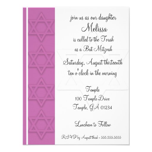 Invitation de partie de bat mitzvah