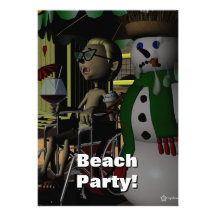 Invitation de partie de BBQ de plage