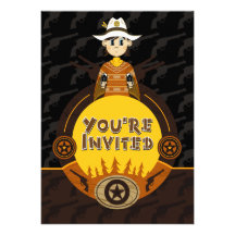 Invitation de partie de cowboy de poncho