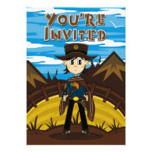 Invitation de partie de cowboy de poncho