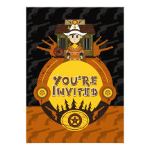 Invitation de partie de cowboy de poncho