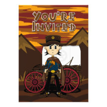 Invitation de partie de cowboy et de chariot de ma
