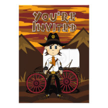 Invitation de partie de cowboy et de chariot de ma