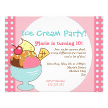 Invitation de partie de crème glacée
