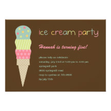 Invitation de partie de crème glacée