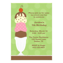 Invitation de partie de crème glacée