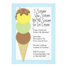 Invitation de partie de crème glacée de garçons