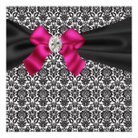 Invitation de partie de damassé de noir de rose de