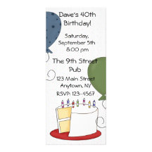 Invitation de partie de gâteau d'anniversaire