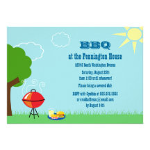 Invitation de partie de gril de BBQ d'été d'amusem