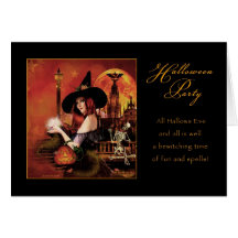 Invitation de partie de Halloween - nuit magique Carte De Vœux