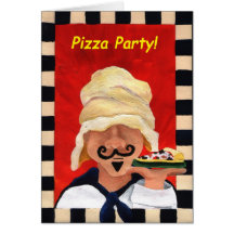 Invitation de partie de pizza cartes de vœux