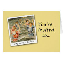 Invitation de partie de plage avec l'image vintage carte de vœux