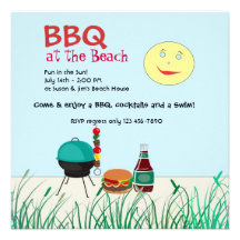Invitation de partie de plage de barbecue