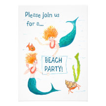 Invitation de partie de plage de sirènes