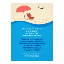 Invitation de partie de retraite de chaise de plag