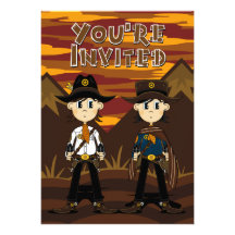 Invitation de partie de shérifs de cowboy