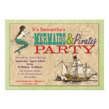 Invitation de partie de sirènes et de pirates