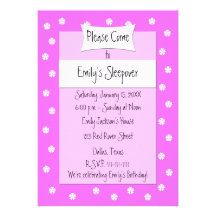 Invitation de partie de Sleepover -- Lit rose mign
