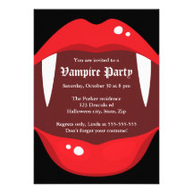 Invitation de partie de vampire avec des crocs et 