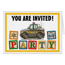Invitation de partie de voiture de shérif cartes de vœux