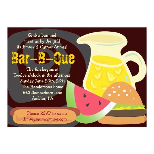 Invitation de partie d'été de Barre-b-Que