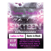 Invitation de passage du sweet sixteen VIP de lueu