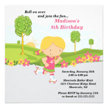 Invitation de patinage de fête d'anniversaire de f