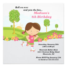 Invitation de patinage de fête d'anniversaire de f