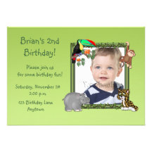 Invitation de photo d'anniversaire d'animaux de zo