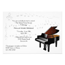 Invitation de piano de piano quart de queue