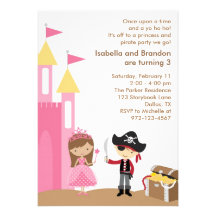 Invitation de princesse et de pirate