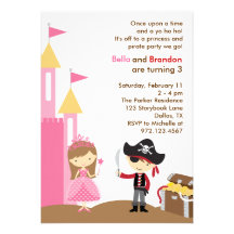Invitation de princesse et de pirate