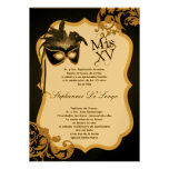 invitation de Quinceanera de masque de mascarade d