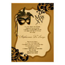 invitation de Quinceanera de masque de mascarade d