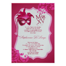 invitation de Quinceanera de masque de mascarade d