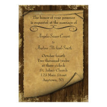 Invitation de regard de parchemin et en bois