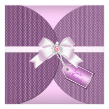 Invitation de rose rose avec l'arc orné de bijoux